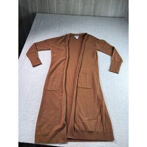 Jason Wu Women's 100% Cashmere Long Cardigan Sweater Rust Brown Size M Pockets